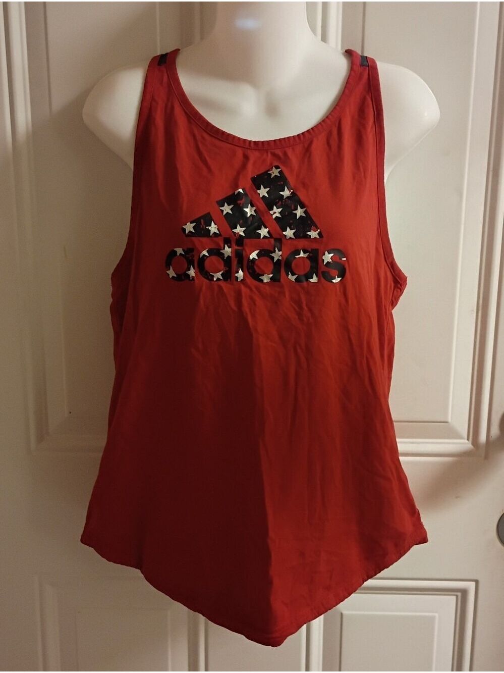 Adidas Red Tank with Star-Pattern Logo